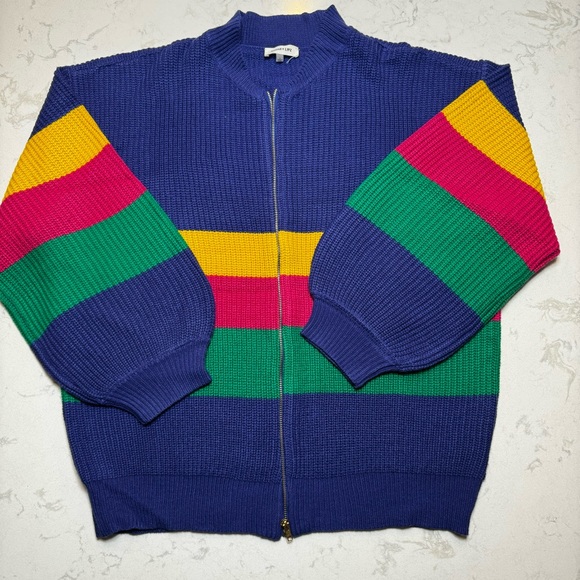 Sugarlips Sweaters Striped Zip Up Cardigan Sweater Poshmark